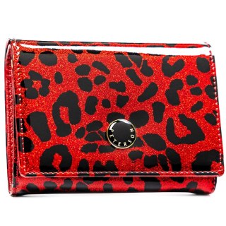 Czerwony portfel damski ze skóry ekologicznej i naturalnej w cętki - Peterson