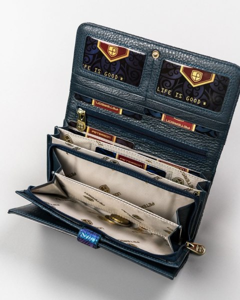 Duży portfel damski ze skóry naturalnej na zatrzask - Peterson