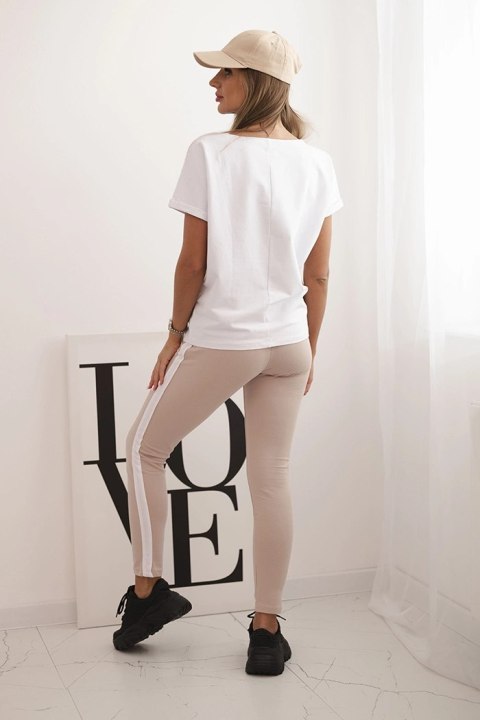 Bawełniany komplet damski z legginsami biały