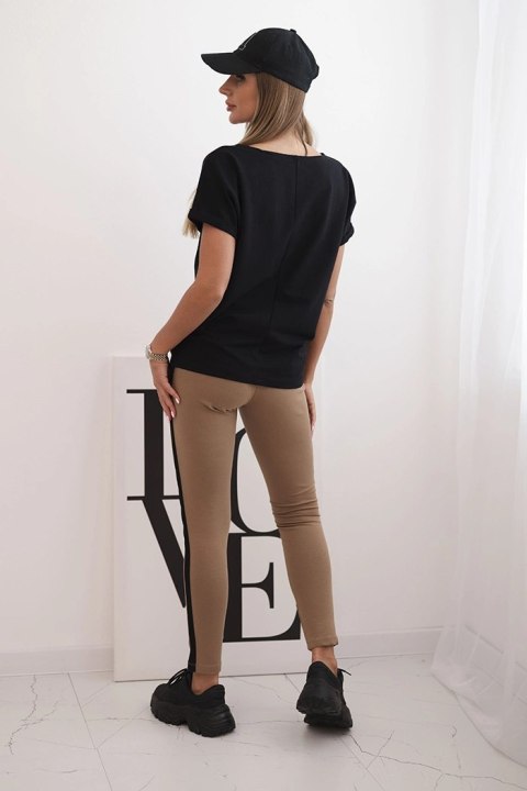 Modny zestaw damski z legginsami czarny