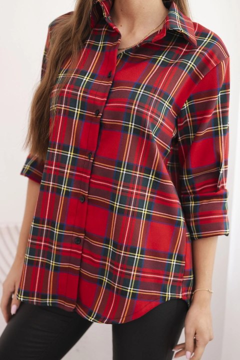 Koszula damska z kołnierzykiem i dłuższym tyłem