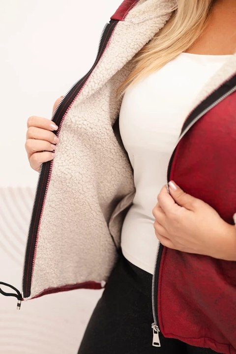 Kurtka Damska Plus Size z Kapturem i Barankiem Bordowa – Ciepła Włoska Moda