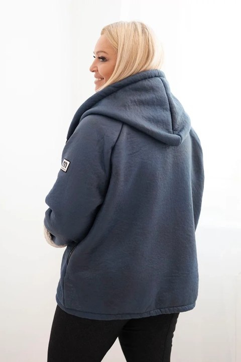 Kurtka damska Plus Size z kapturem i barankiem jeansowa – Stylowy Wieszak