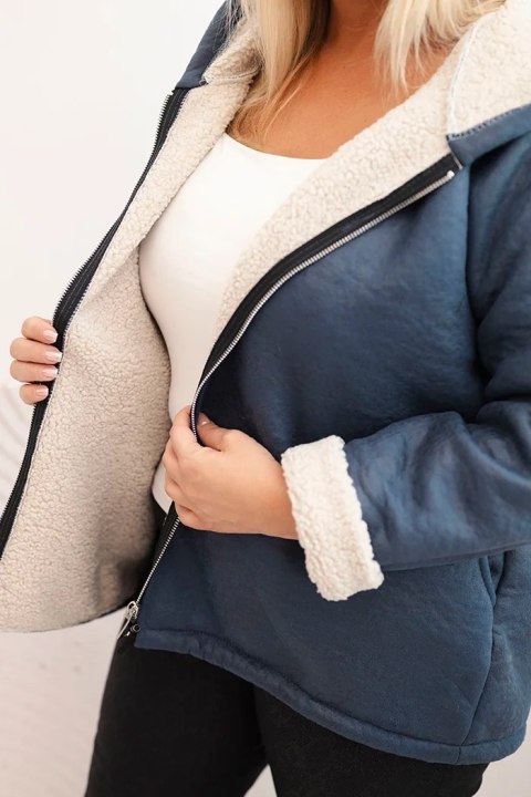 Kurtka damska Plus Size z kapturem i barankiem jeansowa – Stylowy Wieszak