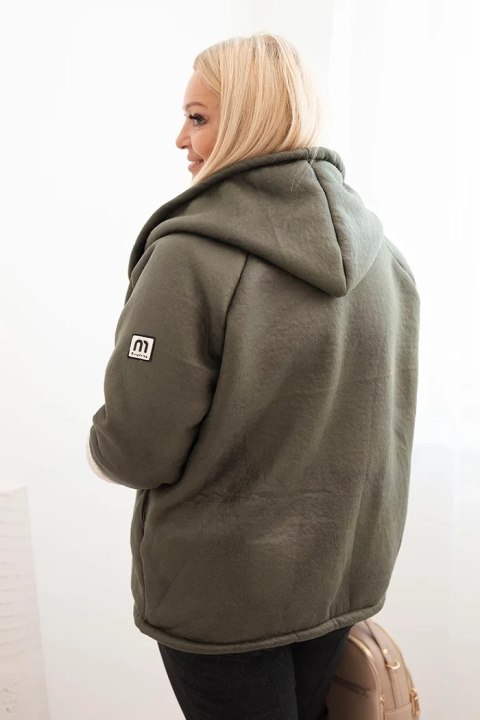 Kurtka damska Plus Size z kapturem i barankiem khaki – Stylowy Wieszak