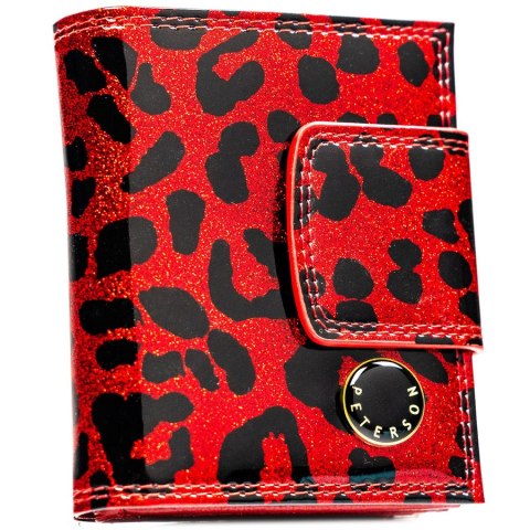 Mały portfel damski ze skóry ekologicznej i naturalnej w czerwonym kolorze - Peterson