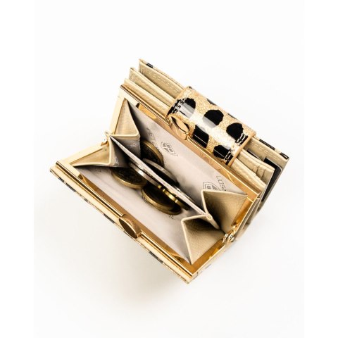 Mały portfel damski ze skóry ekologicznej i naturalnej w złotym kolorze - Peterson