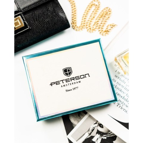 Mały portfel damski ze skóry ekologicznej i naturalnej w złotym kolorze - Peterson