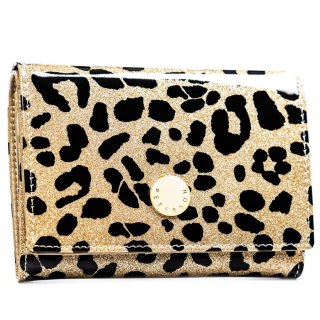 Portfel damski ze skóry ekologicznej i naturalnej w złotym kolorze w cętki - Peterson