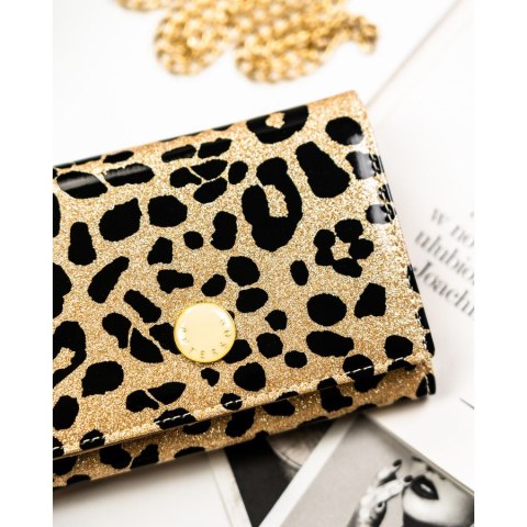 Portfel damski ze skóry ekologicznej i naturalnej w złotym kolorze w cętki - Peterson