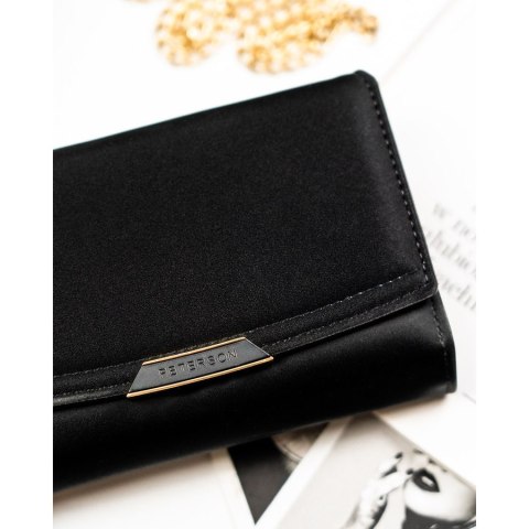 Portfel damski ze skóry ekologicznej w czarnym kolorze wyposażony w system RFID - Peterson