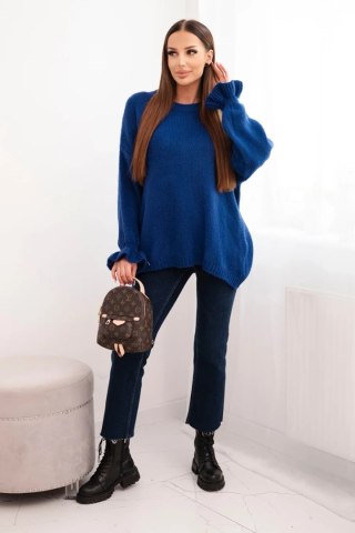 Sweter Damski Luźny z Moherem i Wełną – Chabrowy | Stylowy Wieszak