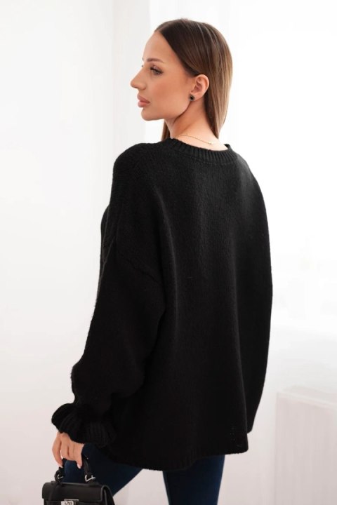 Ciepły sweter damski czarny casualowy