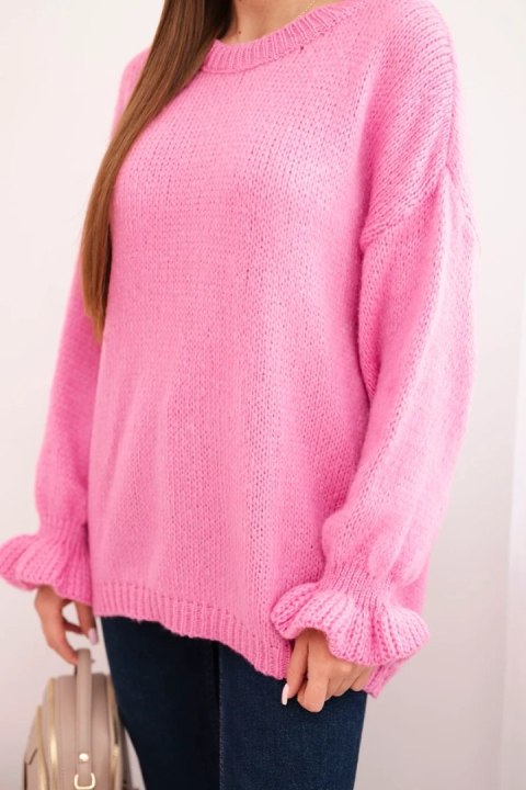 Włoski sweter damski luźny różowy na jesień i zimę