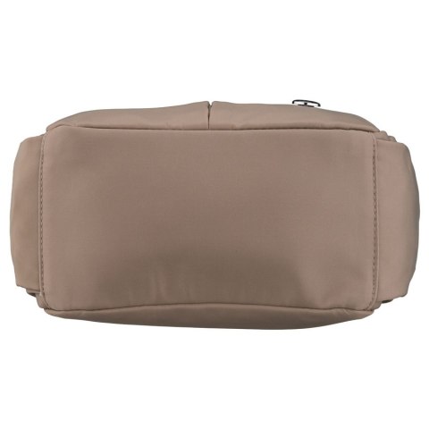 Beżowa listonoszka damska z poliestru zawieszona na szerokim pasku, dwukomorowa - Peterson