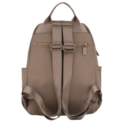 Beżowy plecak damski wykonany z poliestru, zawieszony na regulowanych szelkach - Peterson