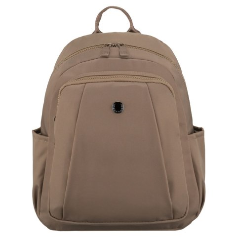 Beżowy plecak damski wykonany z poliestru, zawieszony na regulowanych szelkach - Peterson