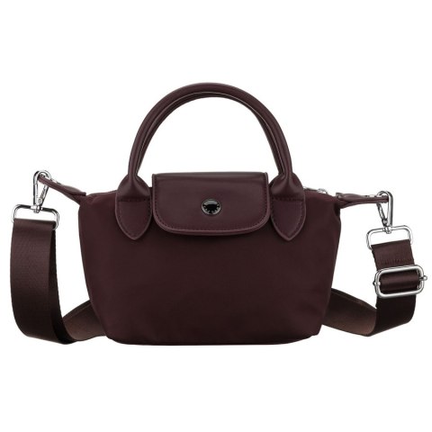 Bordowa listonoszka damska z poliestru zawieszona na szerokim pasku i poręcznych uchwytach - Peterson