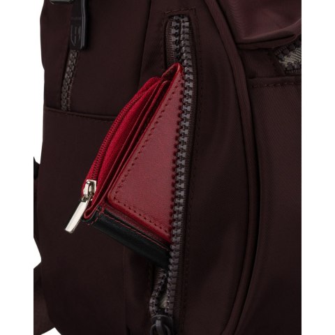 Bordowy, miejski plecak damski wykonany z poliestru - Peterson