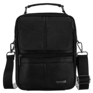 Czarna listonoszka męska wykonana ze skóry naturalnej - Rovicky