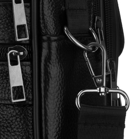 Czarna listonoszka męska wykonana ze skóry naturalnej - Rovicky