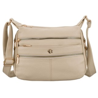 Damska listonoszka ze skóry ekologicznej w beżowym kolorze na długim pasku - Rovicky