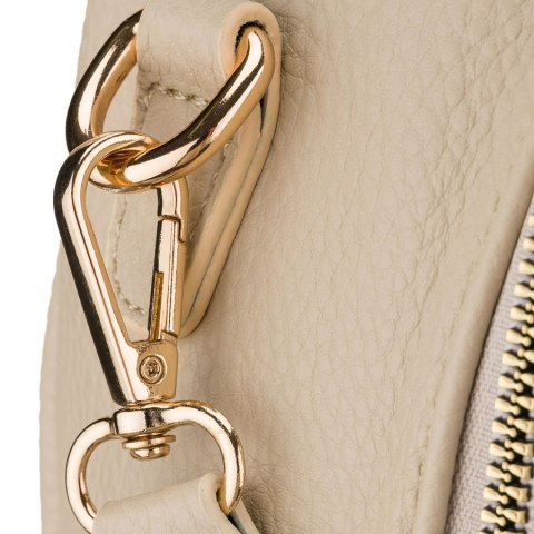 Elegancki plecak damski z bocznymi kieszeniami wykonany ze skóry ekologicznej w beżowym kolorze - Rovicky