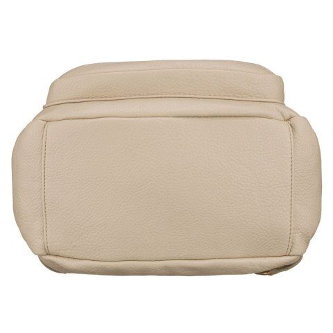 Elegancki plecak damski z bocznymi kieszeniami wykonany ze skóry ekologicznej w beżowym kolorze - Rovicky