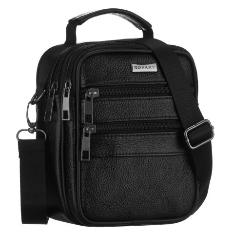 Listonoszka męska ze skóry naturalnej w czarnym kolorze - Rovicky