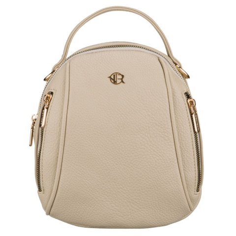 Mały plecak damski ze skóry ekologicznej w jasnobeżowym kolorze - Rovicky