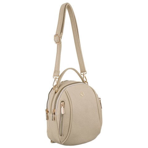 Mały plecak damski ze skóry ekologicznej w jasnobeżowym kolorze - Rovicky