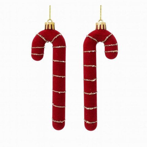 Bordowe welurowe zawieszki świąteczne lizaki