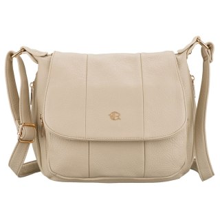 Pojemna, beżowa torebka damska na ramię z kieszeniami - Rovicky