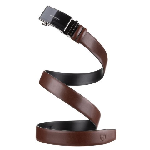 Skórzany pasek męski w brązowym kolorze z automatyczną klamrą - Peterson