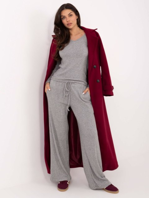 Szerokie spodnie z wiskozy w kolorze szarym