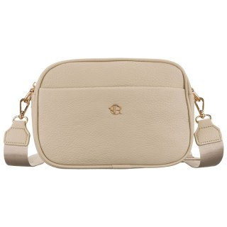 Torebka-listonoszka crossbody z kieszeniami na suwak, wykonana ze skóry ekologicznej w beżowym kolorze - Rovicky