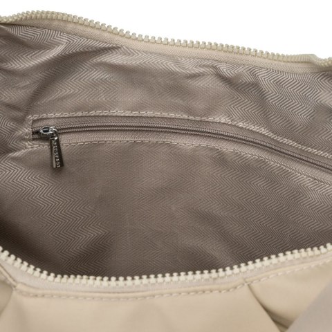 Beżowa torebka damska z poliestru, mieszcząca format A4 i zamykana suwakiem - Peterson