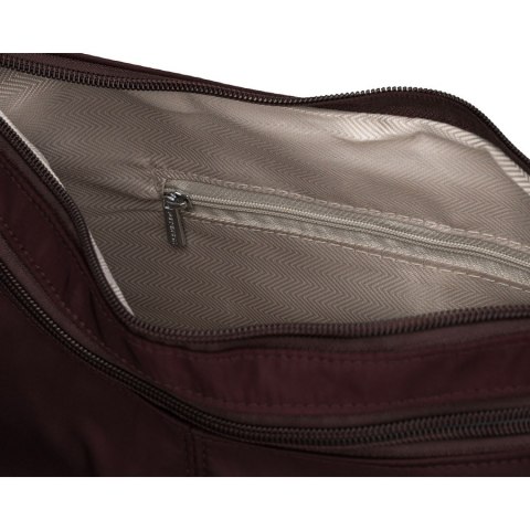 Bordowa torebka damska z poliestru zamykana suwakiem, dwukomorowa - Peterson