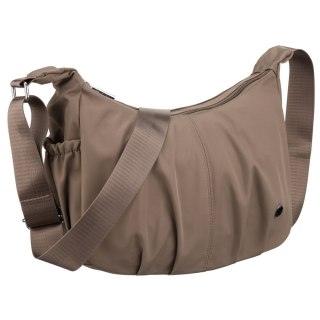 Ciemnobeżowa torebka damska z poliestru zamykana suwakiem - Peterson