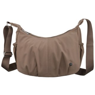 Ciemnobeżowa torebka damska z poliestru zamykana suwakiem - Peterson