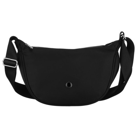 Czarna listonoszka damska z poliestru, jednokomorowa z zewnętrzną kieszonką - Peterson