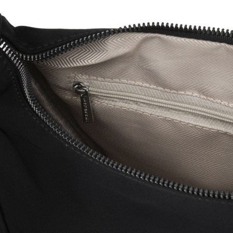 Czarna listonoszka damska z poliestru, jednokomorowa z zewnętrzną kieszonką - Peterson