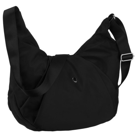 Czarna torebka damska z poliestru zamykana suwakiem - Peterson