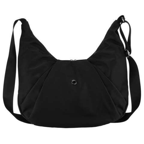 Czarna torebka damska z poliestru zamykana suwakiem - Peterson