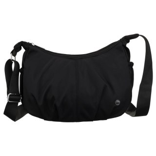 Czarna torebka damska z poliestru zamykana suwakiem, dwukomorowa - Peterson