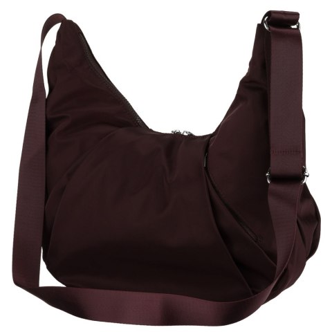 Duża, bordowa torebka damska z poliestru, mieszcząca format A4 - Peterson