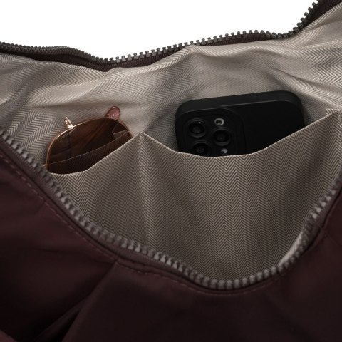 Duża, bordowa torebka damska z poliestru, mieszcząca format A4 - Peterson