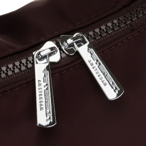 Duża, bordowa torebka damska z poliestru, mieszcząca format A4 - Peterson