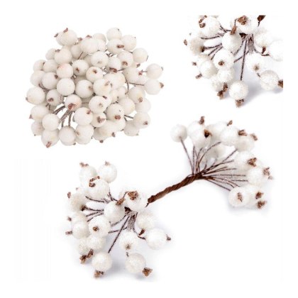 Mroźna jarzębina biała – sztuczna ozdoba świąteczna 20 szt. (wiązka GLZ01)