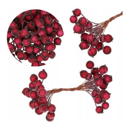 Mroźna jarzębina ciemna – sztuczna ozdoba świąteczna 20 szt. (wiązka GLZ02)